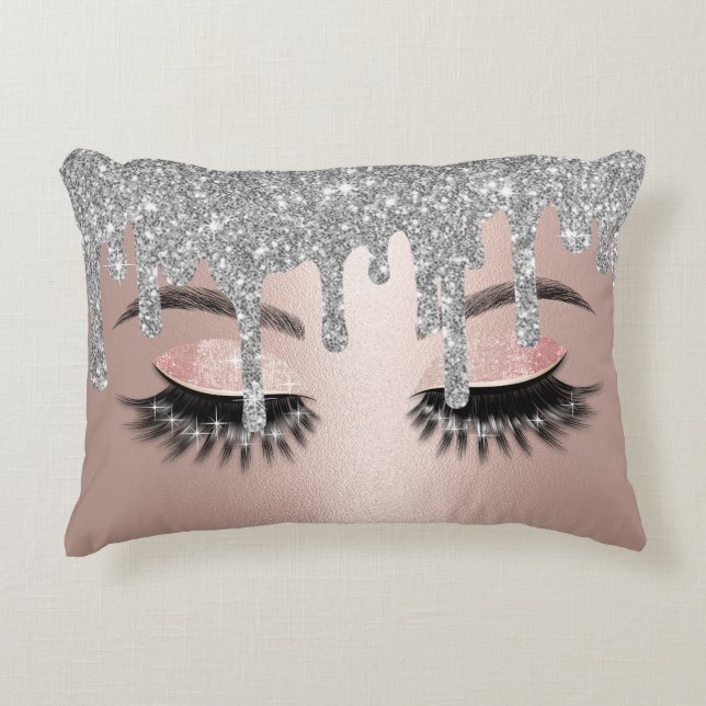 Coussins Décoratifs Rose Gold Parties scintillant Drives Lashes Maquil (Devant)