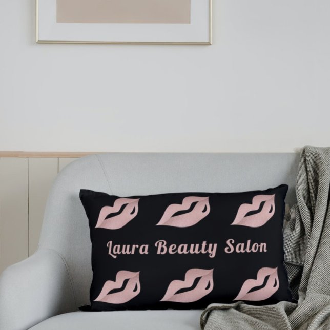 Coussins Décoratifs Rose personnalisé Gold Lips Beauté Salon Beauticie (Créateur téléchargé)