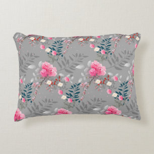 Coussins Décoratifs Rose souple avec arrière - plan gris