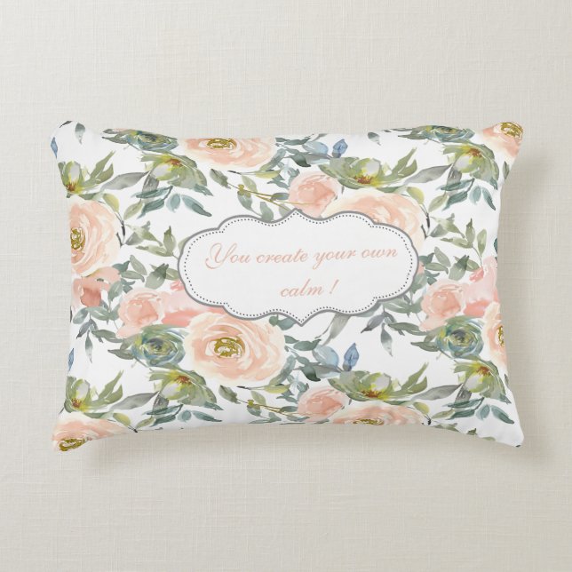 Coussins Décoratifs Roses élégants, Message Motivationnel (Devant)