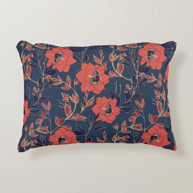 Coussins Décoratifs Roses rouges Peonies Arrière - plan foncé (Devant)
