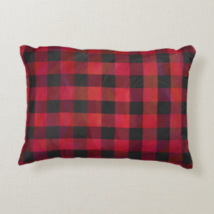 Coussins Décoratifs Rouge et noir À damiers plaid