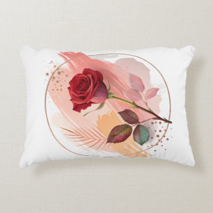 Coussins Décoratifs Rouge Éternel : Une Rose Moderne en Harmonie Abstr
