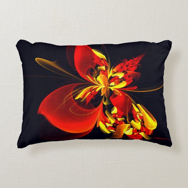 Coussins Décoratifs Rouge Jaune Floral Moderne Résumé Modèle Art #10 (Devant)