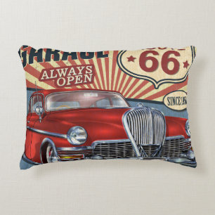 Coussins Décoratifs Route vintage 66 Poster rétro Garage avec retro ca