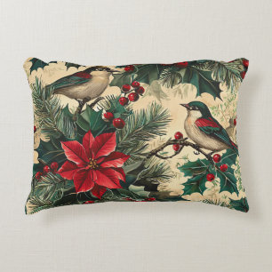 Coussins Décoratifs Rustic Bird et Poinsettia Motif de Noël (13)