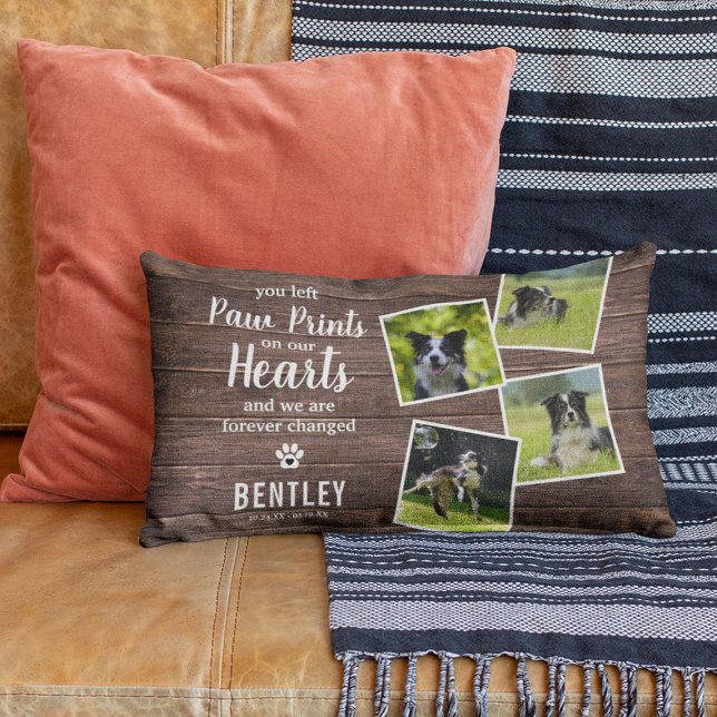 Coussins Décoratifs Rustic Pet Memorial Photo Collage Keepsaké (Créateur téléchargé)