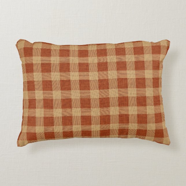 Coussins Décoratifs Rustic Terracotta & Tan Plaid Farmhouse Check  (Devant)