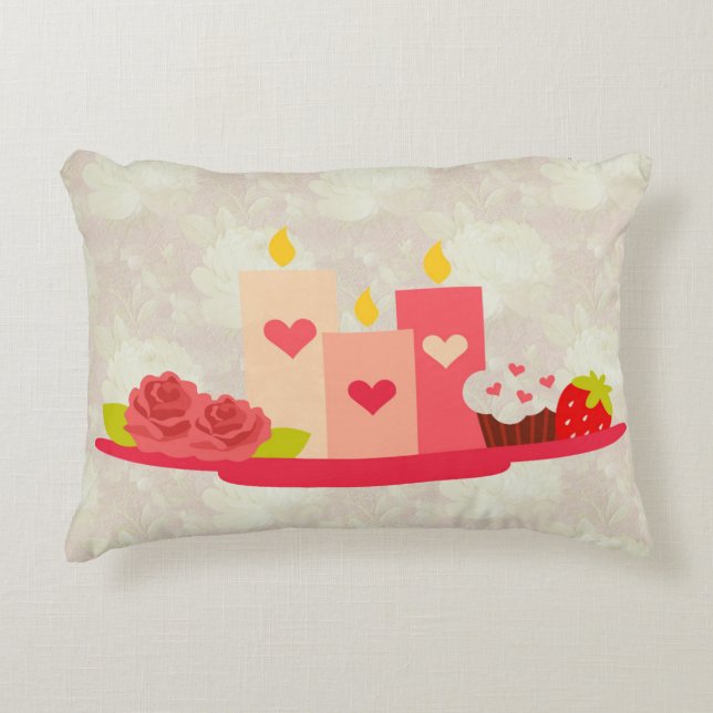 Coussins Décoratifs Saint-Valentin bougies à floral doux (Devant)