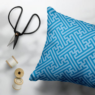 Coussins Décoratifs Sayagata motif, japonais, bleu et bleu bébé
