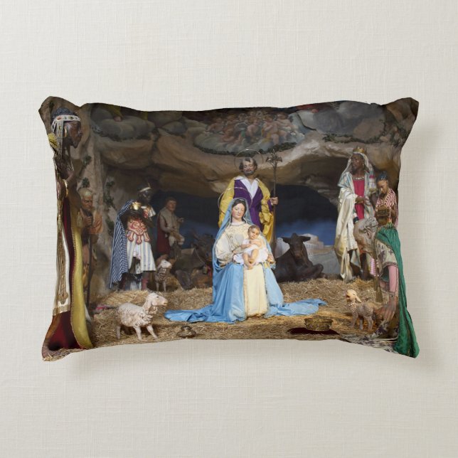 Coussins Décoratifs Scène de la Nativité de Noël antique (Devant)