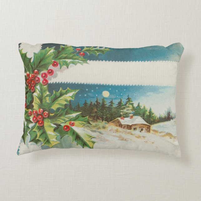 Coussins Décoratifs Scène de Noël Hiver de neige blanche (Dos)