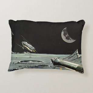Coussins Décoratifs Science-fiction vintage, Rocket Ships Moon Planets