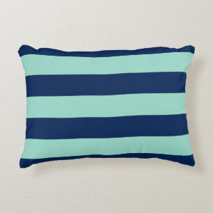 Coussins Décoratifs Seafoam Green et Navy Strip Motif