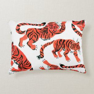 Coussins Décoratifs Seamless pattern with painted in gouache tigers in