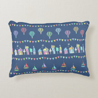 Coussins Décoratifs Seaside Town Sail Boats and Bunting Pattern Blue