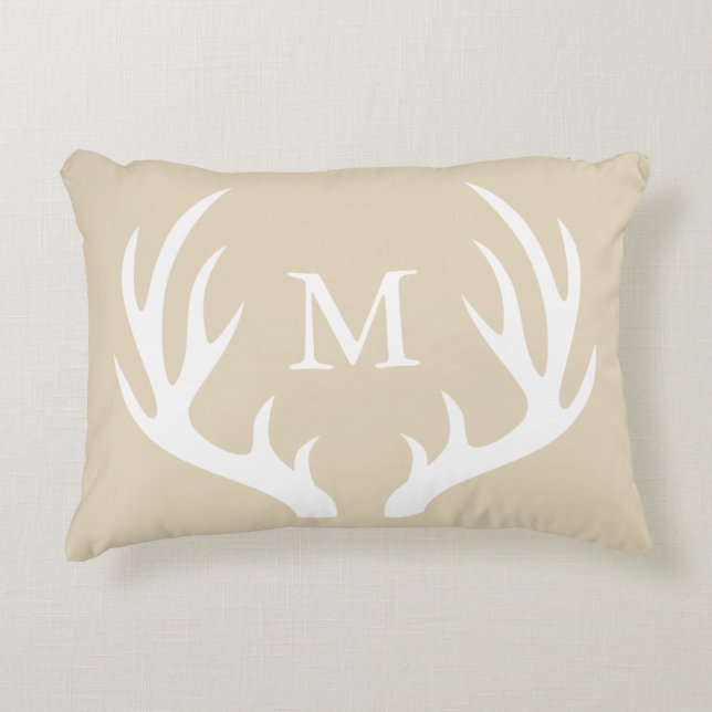 Coussins Décoratifs Silhouette blanc rustique Antlers & Taupe (Devant)