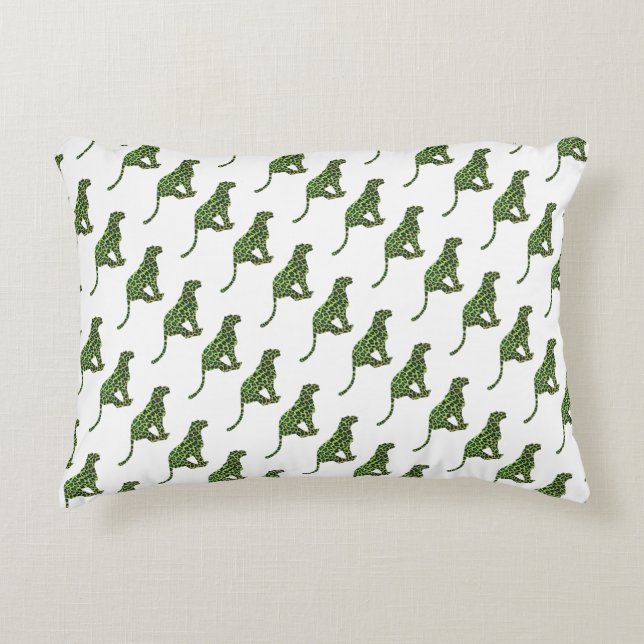 Coussins Décoratifs Silhouette Leopard noir et vert (Devant)