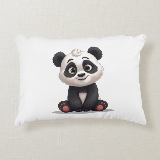 Coussins Décoratifs Sitting Panda Bear Cartoon Illustration Artwork (Devant)