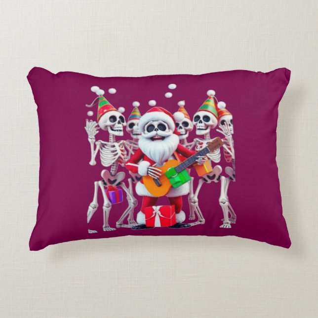 Coussins Décoratifs **Skeleton Santa Party – Funny 3D Christmas Skelet (Devant)