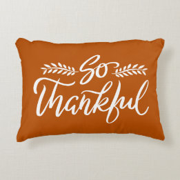 Coussins Décoratifs So Thankful Brush Calligraphy Accent Pillow