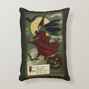 Coussins Décoratifs Sorcière de Halloween vintage chevauchant un balai