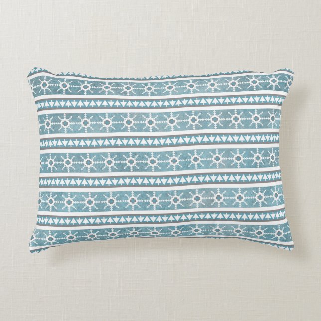 Coussins Décoratifs Southwest Winter Snowflakes & Pine Trees Bleu (Devant)