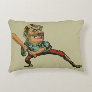 Coussins Décoratifs Sports Vintage, joueur de baseball en colère batte