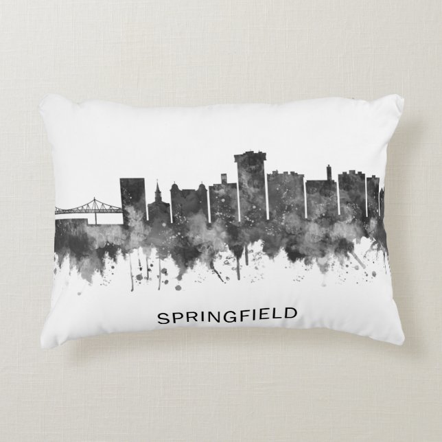Coussins Décoratifs Springfield Missouri Skyline BW (Devant)