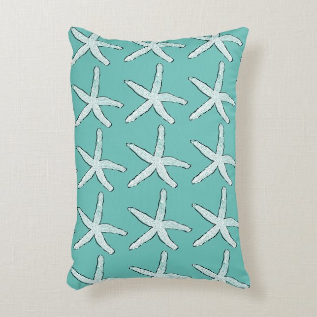 Coussins Décoratifs Starfish Motif Beach Côte Turquoise Bleu élégant (Devant(Vertical))