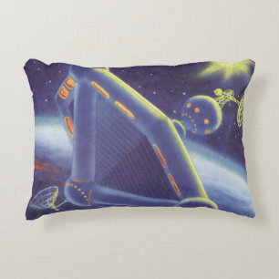 Coussins Décoratifs Station spatiale en orbite de science-fiction vint
