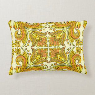 Coussins Décoratifs Style folklorique design floral en jaune