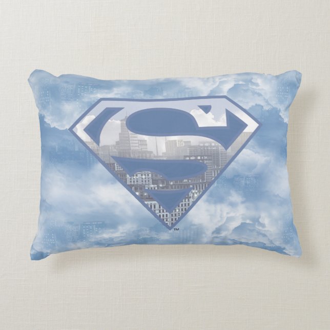 Coussins Décoratifs Superman S-Shield | Logo de la ville bleu clair (Devant)