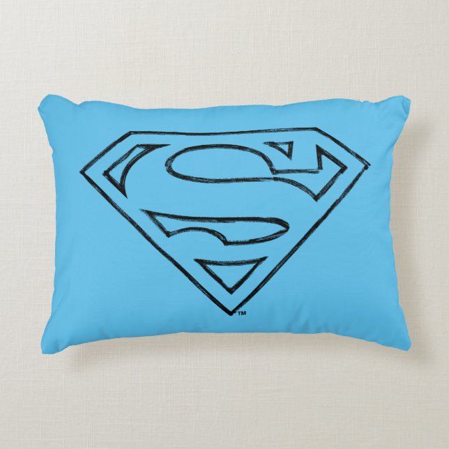 Coussins Décoratifs Superman S-Shield | Logo Simple Black Outline (Devant)