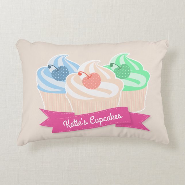 Coussins Décoratifs Sweet Cupcake Trio Personnalisé rose (Devant)
