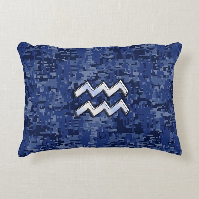 Coussins Décoratifs Symbole de zodiaque de Verseau sur le camo (Devant)