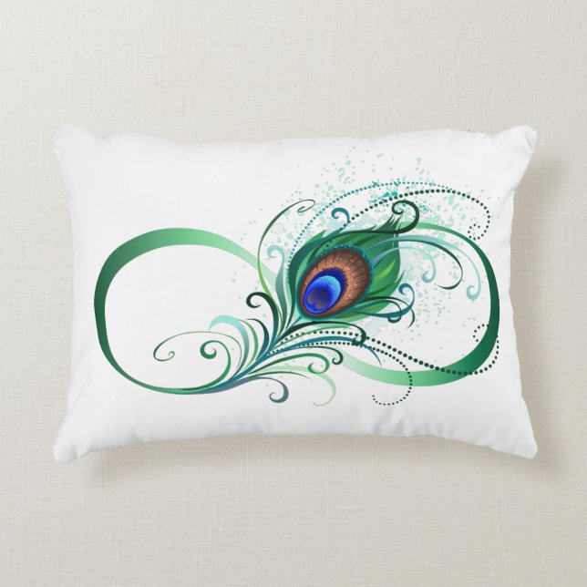 Coussins Décoratifs Symbole d'infini avec plume de paon (Devant)