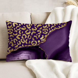 Coussins Décoratifs Taches de léopard en agate or violet pailleté