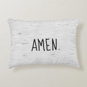 Coussins Décoratifs Tapisserie accentuelle avec texte AMEN sur bouleau