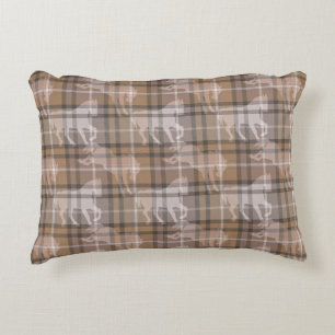 Coussins Décoratifs Tartan à carreaux marron et beige de cheval équest