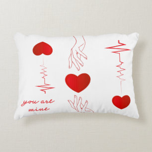Coussins Décoratifs Tasse Amour Minimaliste Battement de Cœur et Mains