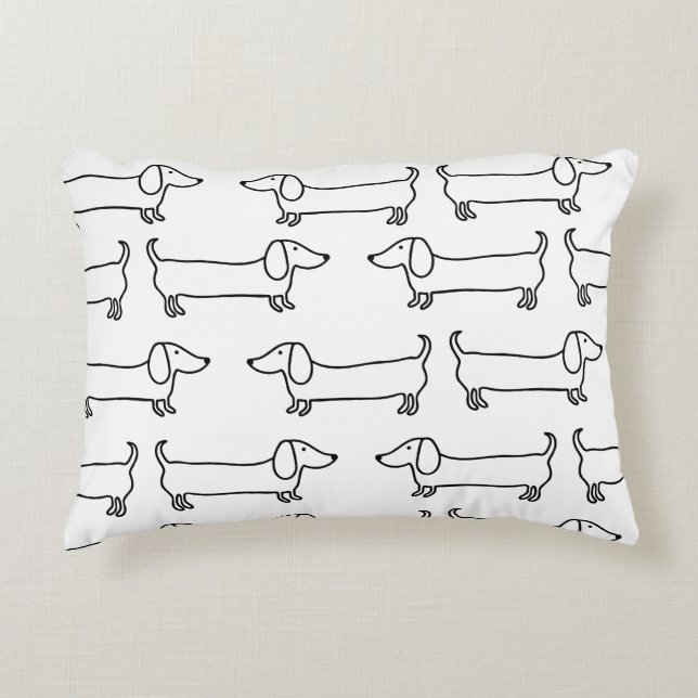 Coussins Décoratifs Teckel dans noir-blanc (Devant)