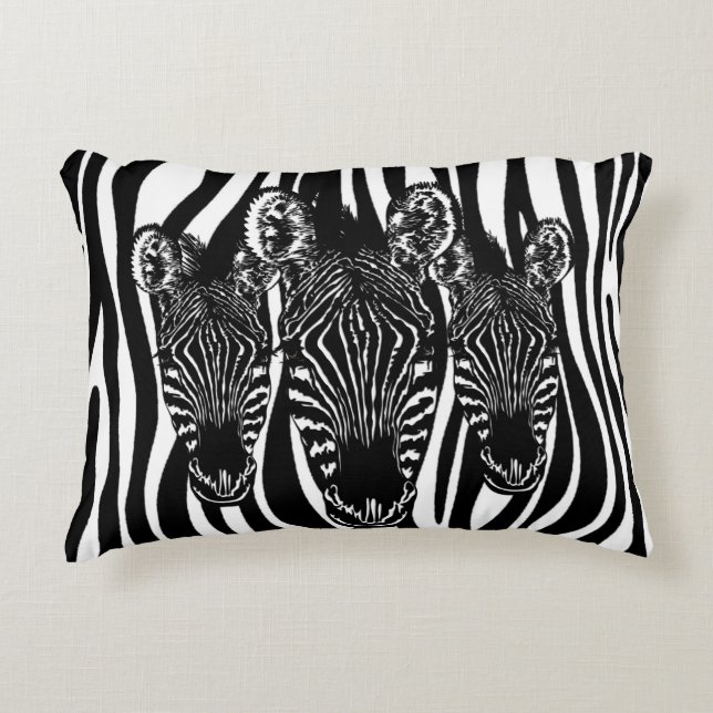 Coussins Décoratifs Tendance Zebra Herd sur Zebra Imprimer (Devant)
