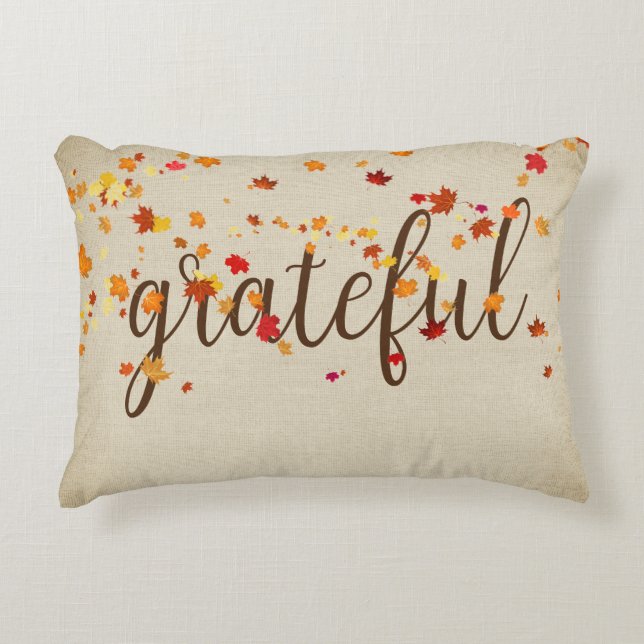 Coussins Décoratifs Texte gracieux avec feuilles d'automne (Devant)