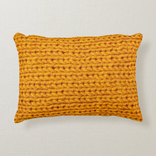 Coussins Décoratifs Texture de laine tricotée jaune arrière - plan mot