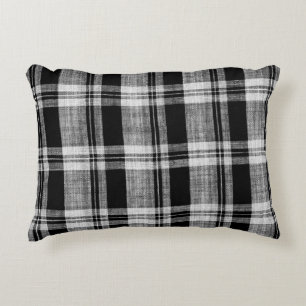 Coussins Décoratifs Texture en tissu blanc et noir à damiers plaid pou
