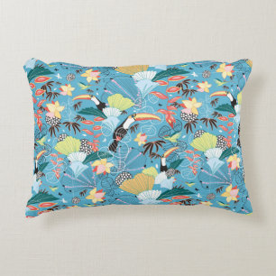 Coussins Décoratifs Texture tropicale avec des toucans et des colibris