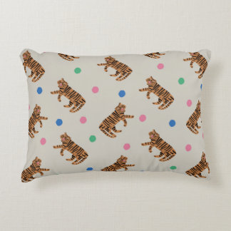 Coussins Décoratifs Tigre dessiné à la main vintage et pois colorés i