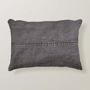 Coussins Décoratifs Tissu en denim noir. Mode, textures et backgrou