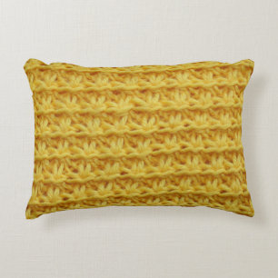 Coussins Décoratifs Tissu tricoté jaune : texture rayée.